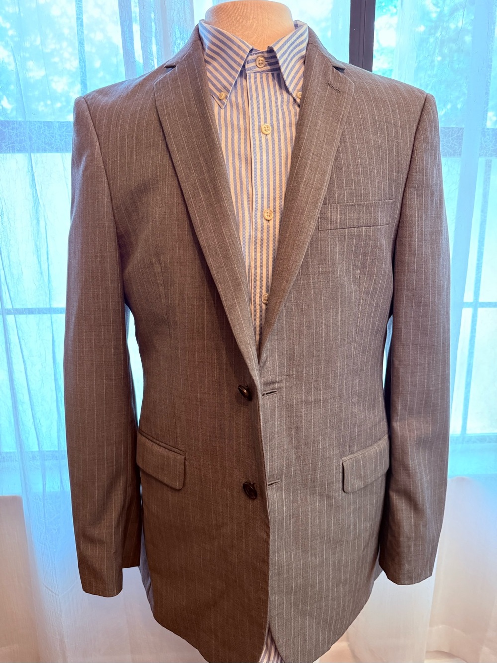 Ralph Lauren Gray Pinstripe Two-Button Blazer